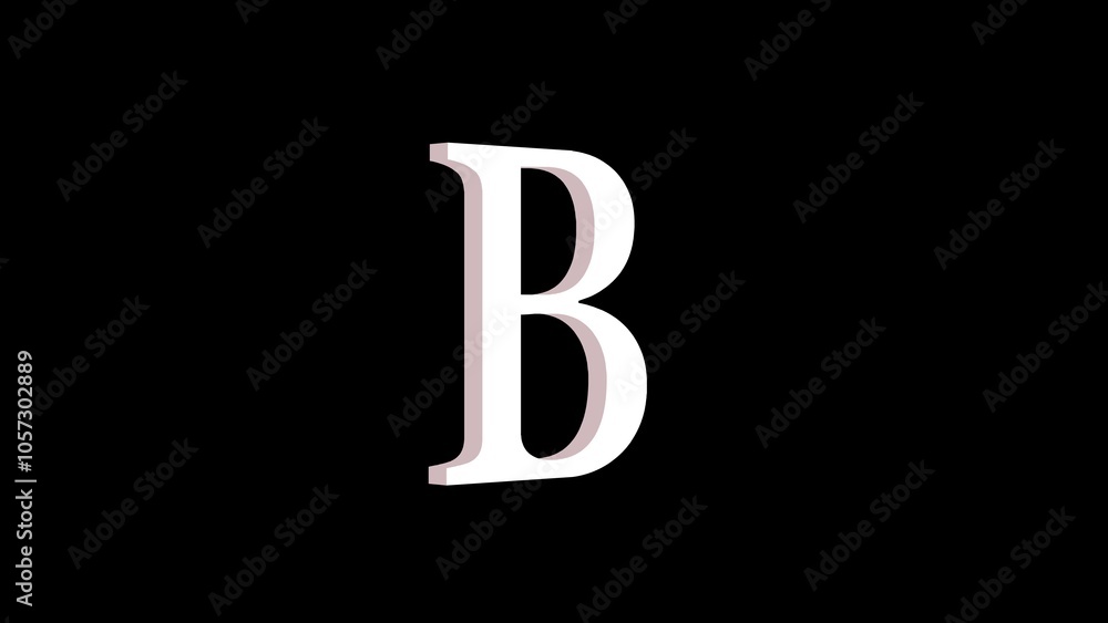 3d B letter logo loopable white color black background 3d B letter logo loopable white color black background