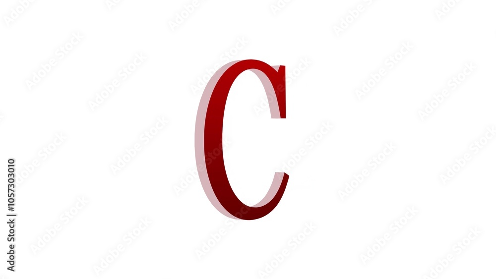 3d C letter logo loopable red color white background 3d C letter logo loopable red color white background