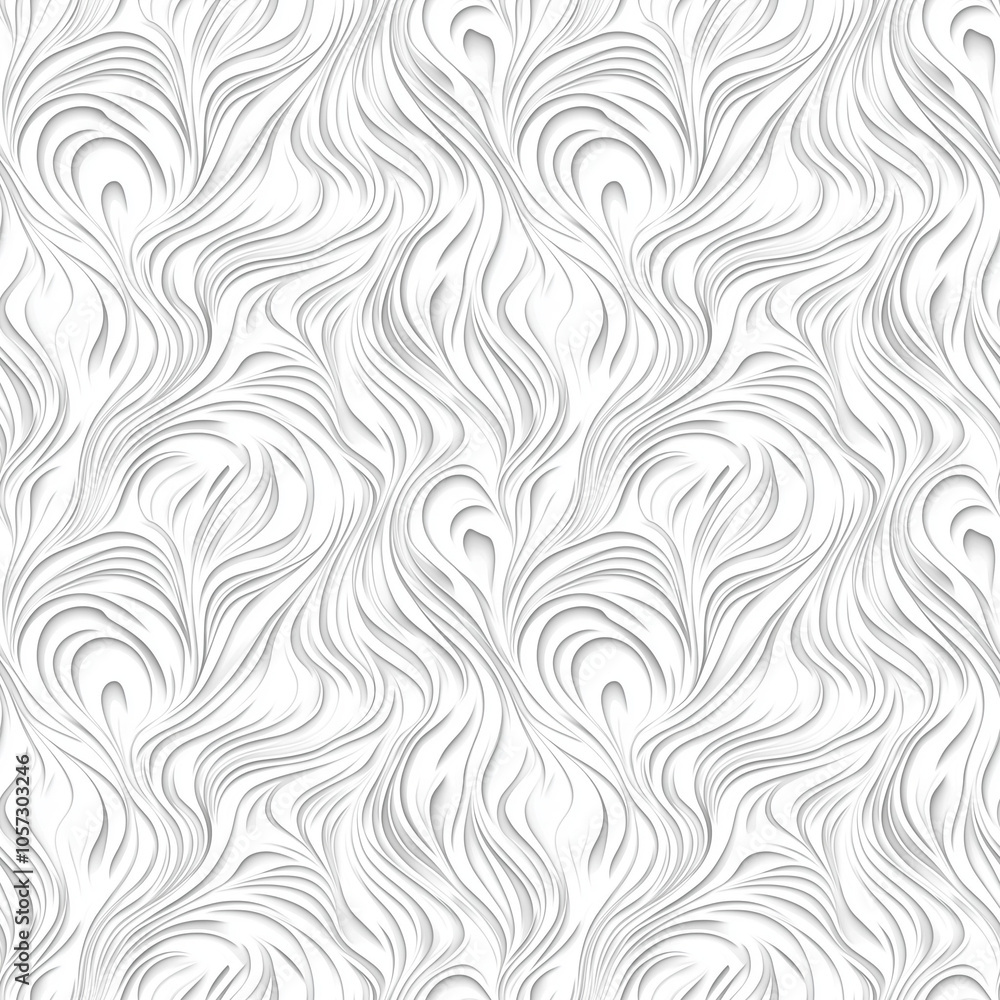 Seamless white wave pattern with elegant wavy forms Seamless white wave pattern with elegant wavy forms