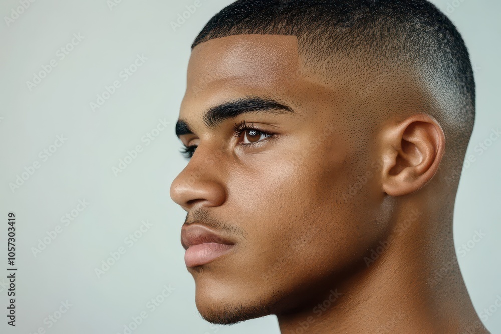 african man with clean fade hairstyle isolated on white background african man with clean fade hairstyle isolated on white background