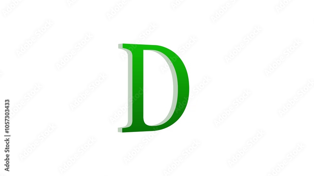 3d D letter logo loopable rotated green color white background 3d D letter logo loopable rotated green color white background