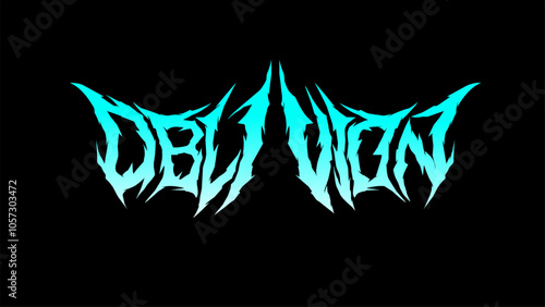 Oblivion Dark typography design vector in sharp and jagged metal inspired font. gradient text stands out against the dark background, design for t-shirt print apparel