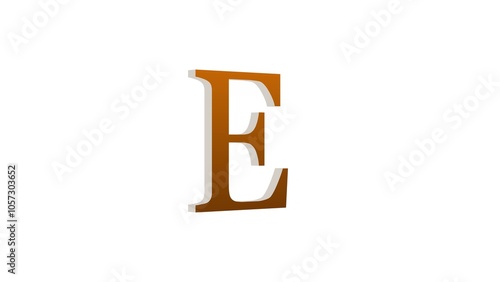 3d E letter logo loopable brown color white background