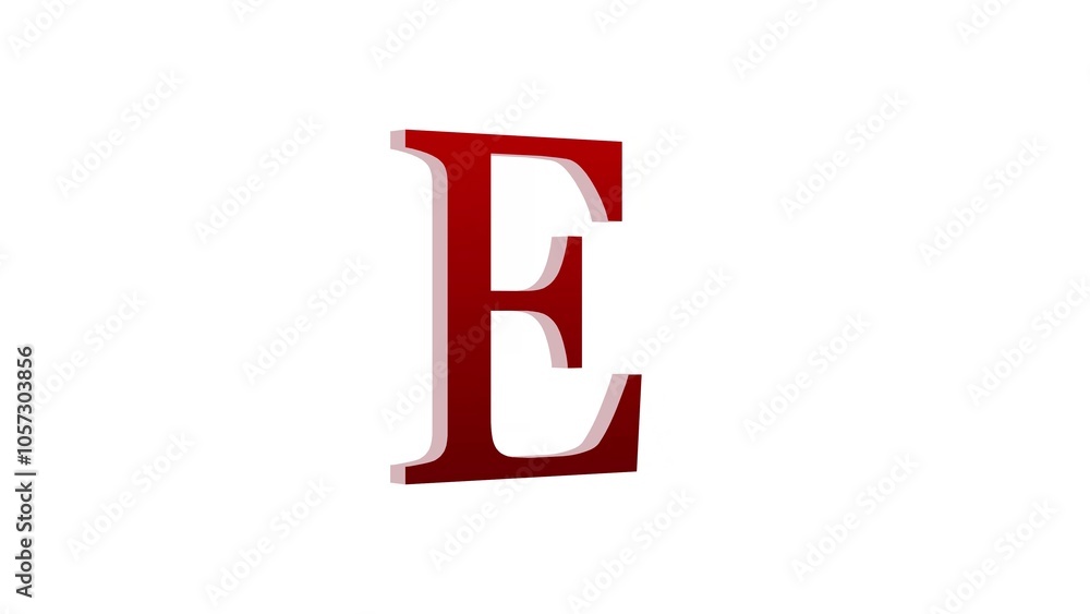 3d E letter logo loopable red color white background 3d E letter logo loopable red color white background