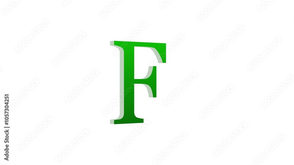 3d F letter logo loopable green color white background 3d F letter logo loopable green color white background