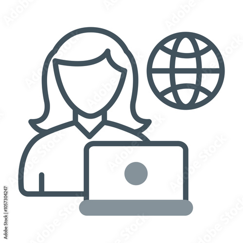 Remote Female Worker Icon Design