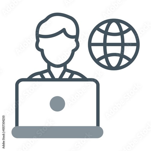 Remote Male Worker Icon Design