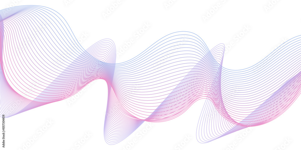 Fototapeta premium Abstract multicolor gradient wave lines vector background, twisted curve lines and blend effect, frequency sound wave lines, 3d contour line patterned background illustration.