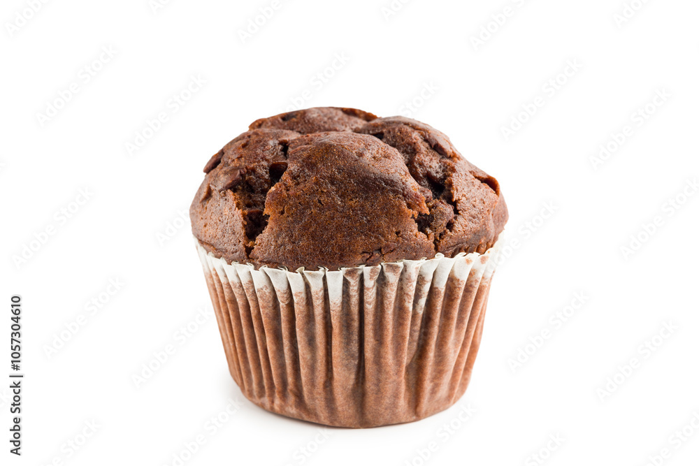 Chocolate chip muffin isolated on white background. Chocolate chip muffin isolated on white background.