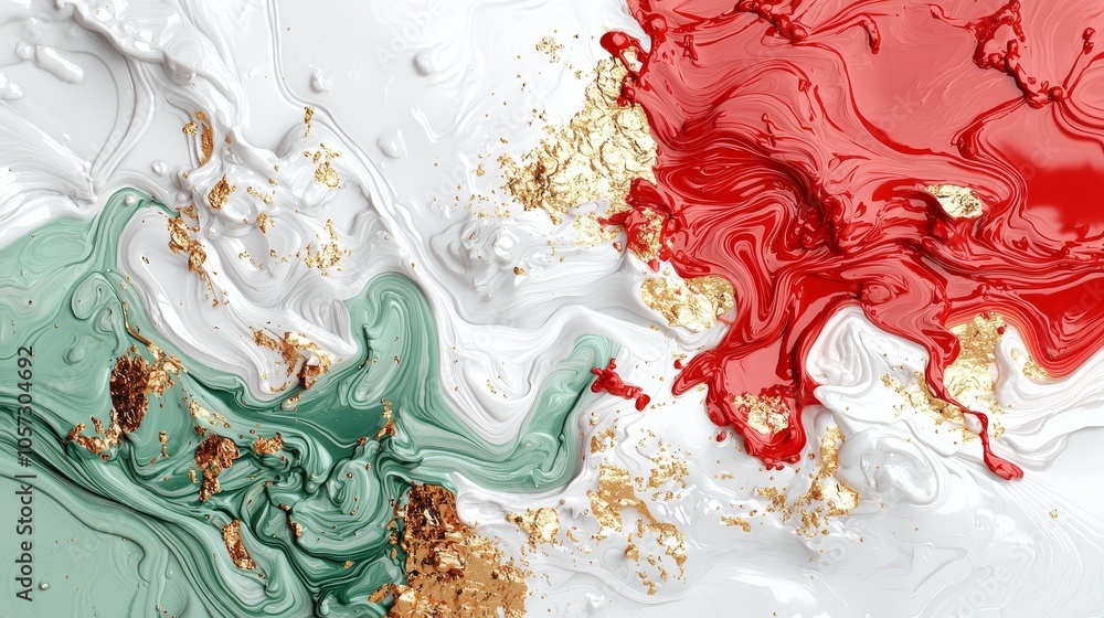 Vibrant swirls of red green and gold create a stunning abstract art piece highlighting rich textures and colors Vibrant swirls of red green and gold create a stunning abstract art piece highlighting rich textures and colors