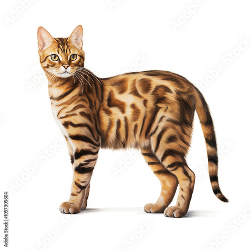 Toyger cat isolated on white