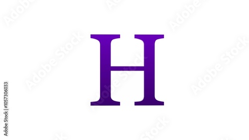 3d H letter logo loopable rotated purple color white background