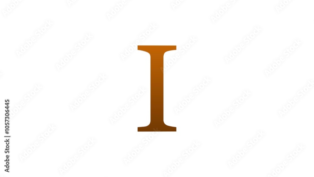 3d I letter logo loopable rotated brown color white background 3d I letter logo loopable rotated brown color white background