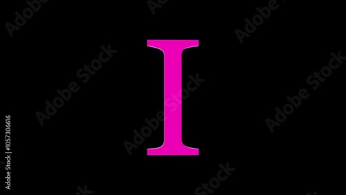 3d I letter logo loopable rotated pink color black background