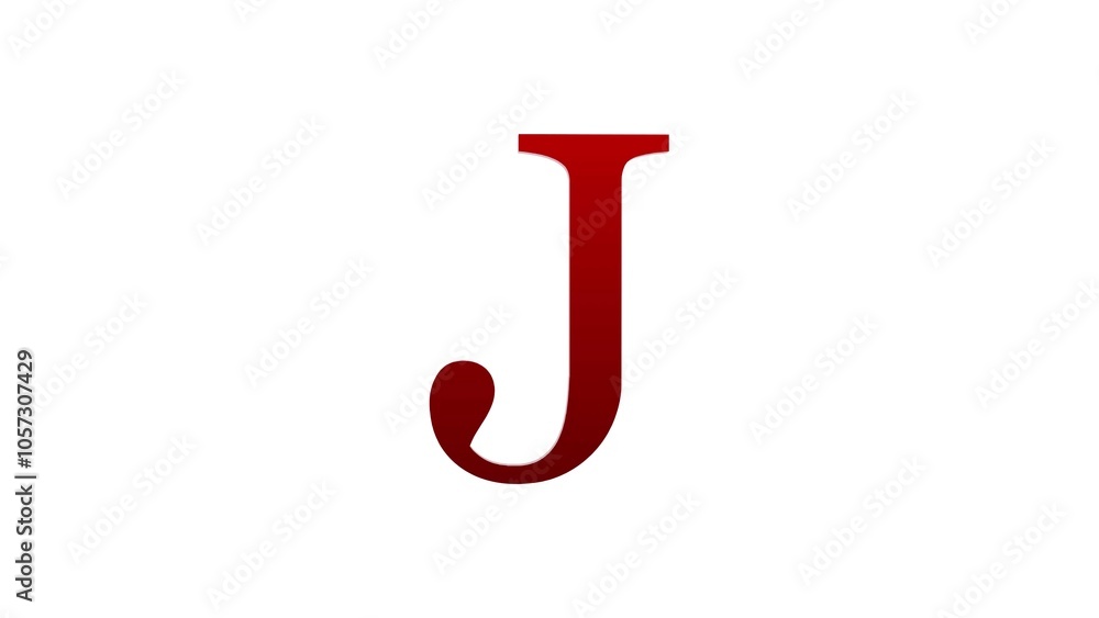3d J letter logo loopable rotated red color white background 3d J letter logo loopable rotated red color white background