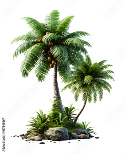 coconut tree isolated on transparent background, generated ai