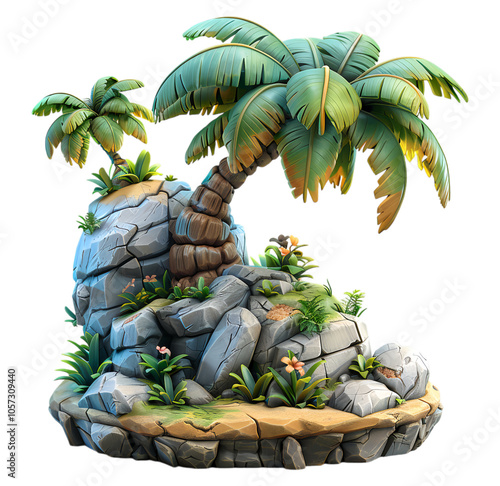 coconut tree isolated on transparent background, generated ai