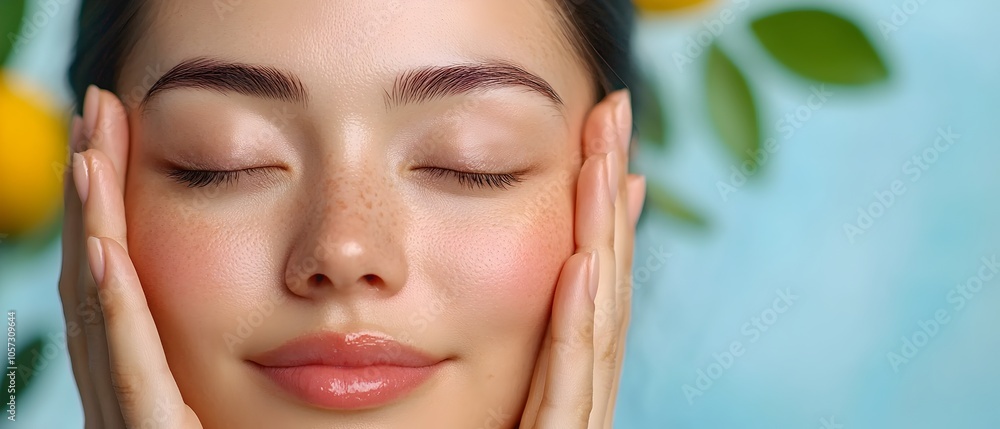 Close up Portrait of an Asian Woman with Her Eyes Closed Suffering from Eye Strain and Discomfort After a Demanding Work Day Needing Self Care and Relaxation Close up Portrait of an Asian Woman with Her Eyes Closed Suffering from Eye Strain and Discomfort After a Demanding Work Day Needing Self Care and Relaxation