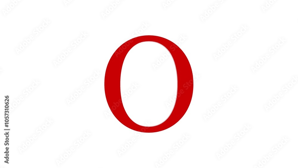3d O letter logo loopable rotated red color white background 3d O letter logo loopable rotated red color white background