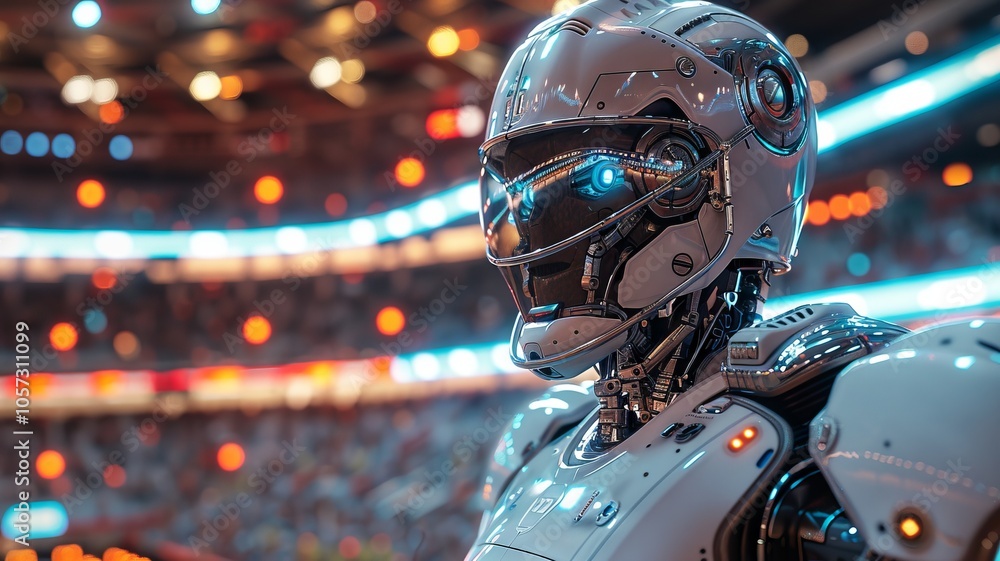 Futuristic Robot in a Stadium: A Glimpse into the Future of Technology Futuristic Robot in a Stadium: A Glimpse into the Future of Technology