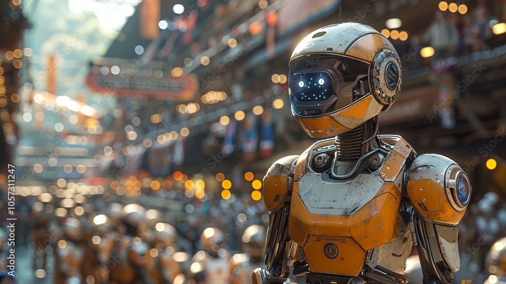 Futuristic Robot in a Cyberpunk Cityscape Futuristic Robot in a Cyberpunk Cityscape
