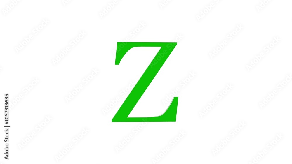 3d Z letter logo loopable rotated green color white background 3d Z letter logo loopable rotated green color white background