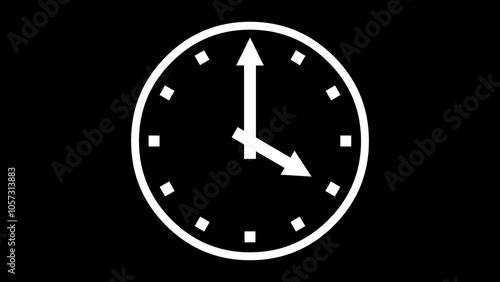 4 O Clock face icon white color in black background