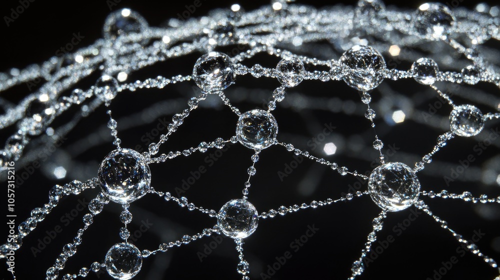 Diamonds arranged in a sparkling spiderweb pattern, capturing intricate detail and elegance Diamonds arranged in a sparkling spiderweb pattern, capturing intricate detail and elegance
