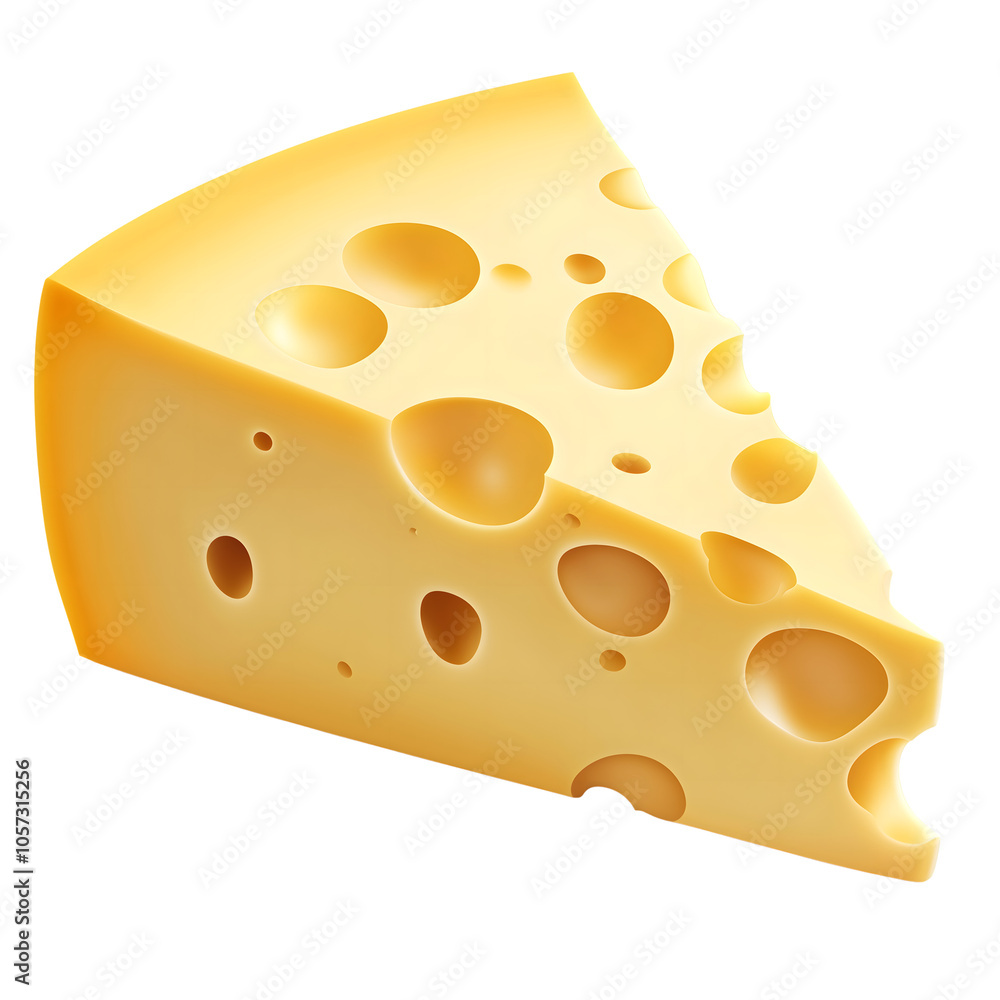 fresh slice of Swiss cheese isolated on transparent background Generative Ai. fresh slice of Swiss cheese isolated on transparent background Generative Ai.