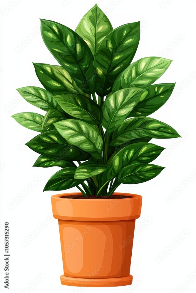 A vibrant indoor plant with lush green leaves in an orange terracotta pot, perfect for adding a touch of nature to any home decor. A vibrant indoor plant with lush green leaves in an orange terracotta pot, perfect for adding a touch of nature to any home decor.