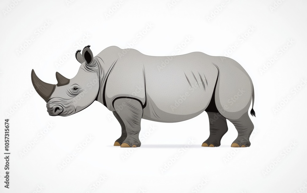 Fototapeta premium A colorful and artistic illustration of a rhinoceros standing majestically. Perfect for wildlife, nature, or animal-themed projects.