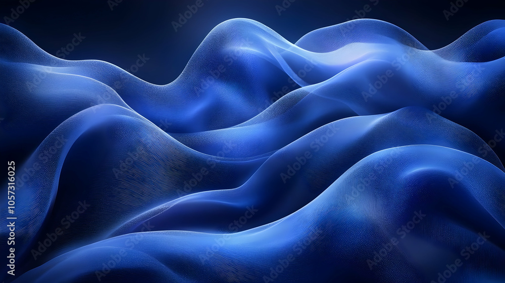 Fototapeta premium Abstract Blue Wavy Background - 3D Render