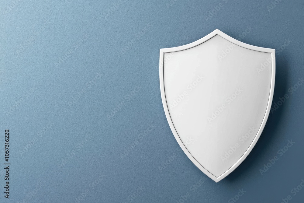 A minimalist white shield emblem displayed against a soft blue background, symbolizing protection, security, and defense concepts.
