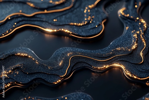 Wallpaper Mural An intricate modern abstract art piece combining layered textures and glitter, portraying depth and sophistication with a touch of sparkling allure. Torontodigital.ca