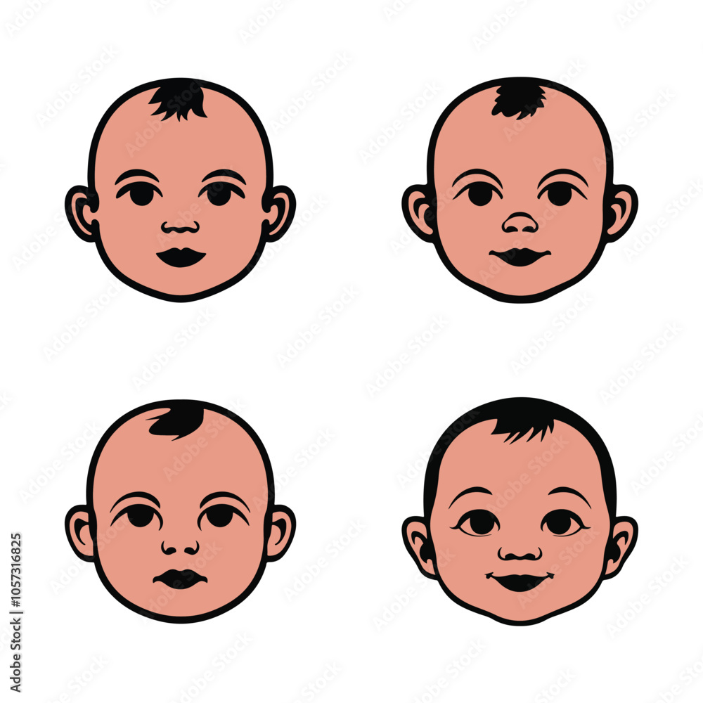Cute cartoon baby face expressions vector illustration. Cute cartoon baby face expressions vector illustration.
