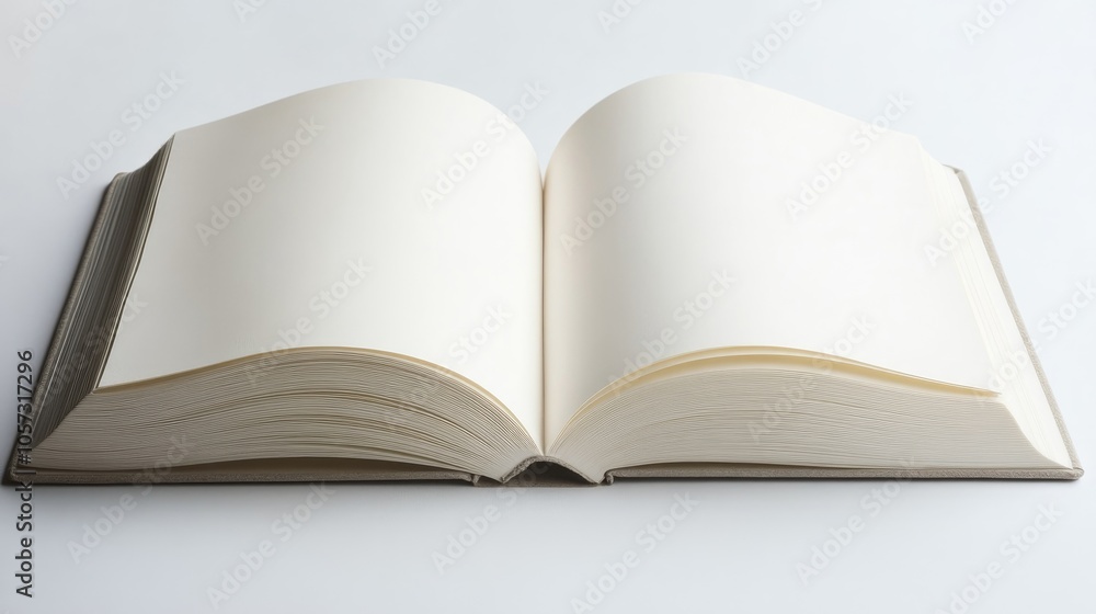 A blank sketchbook page on a clean white backdrop serves as a perfect canvas for your creative expression A blank sketchbook page on a clean white backdrop serves as a perfect canvas for your creative expression