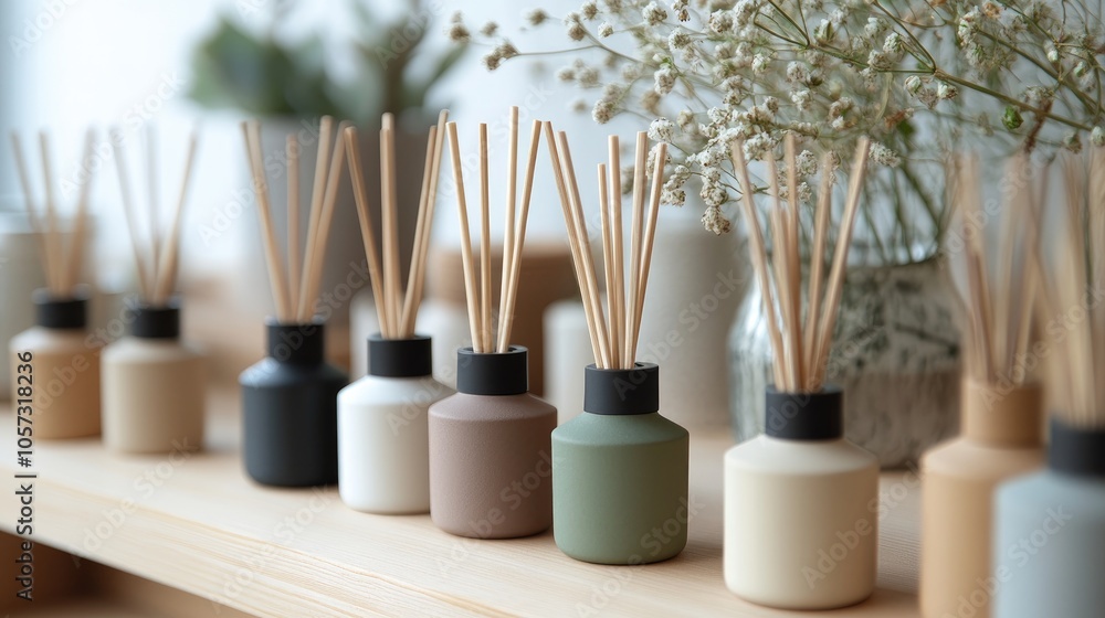 Aroma sticks and essential oil bottles for promoting relaxation meditation and mental well being Aroma sticks and essential oil bottles for promoting relaxation meditation and mental well being