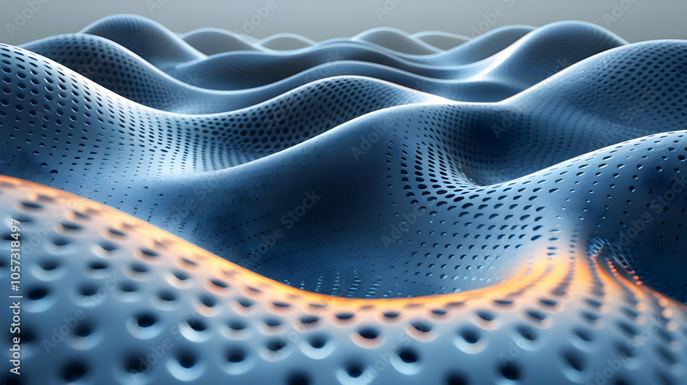 Abstract 3D Blue and Orange Wavy Pattern with Holes Abstract 3D Blue and Orange Wavy Pattern with Holes