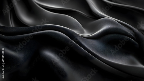 Abstract Black Wavy Background with Subtle Texture