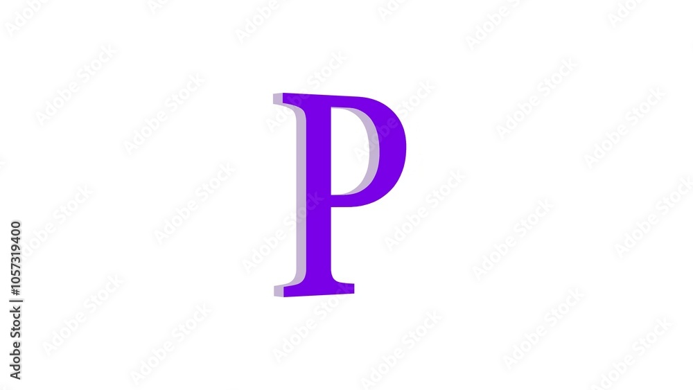 3d P letter logo loopable purple color white background 3d P letter logo loopable purple color white background