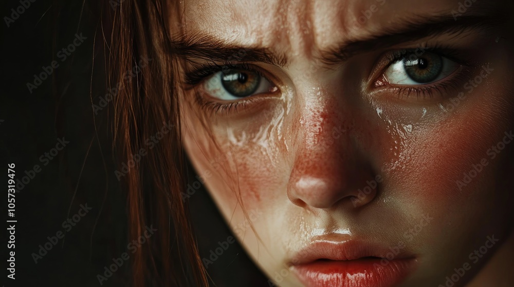A close up of a girl s face with tears in her eyes gazing into the camera expressing deep feelings of loneliness and emotional distress A close up of a girl s face with tears in her eyes gazing into the camera expressing deep feelings of loneliness and emotional distress