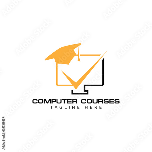 Computer graduation hat school learning online logo