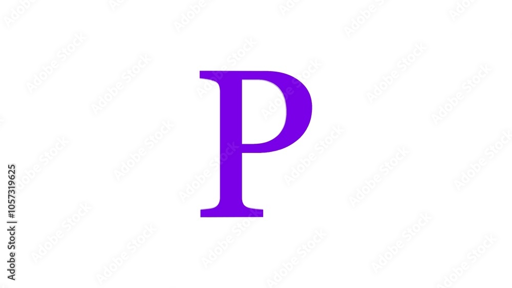 3d P letter logo loopable rotated purple color white background 3d P letter logo loopable rotated purple color white background