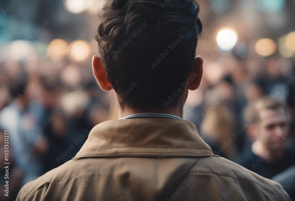Diverse crowd from behind view Diverse crowd from behind view
