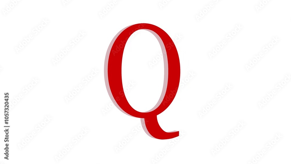 3d Q letter logo loopable rotated red color white background 3d Q letter logo loopable rotated red color white background
