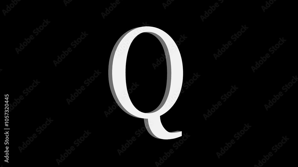 3d Q letter logo loopable rotated white color black background 3d Q letter logo loopable rotated white color black background