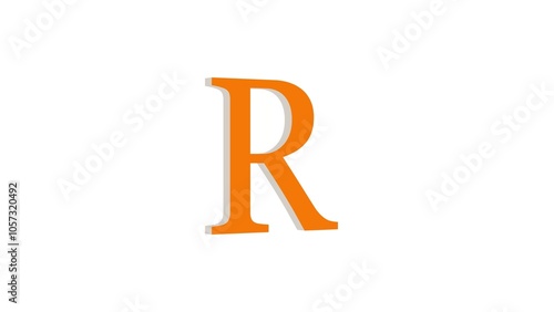 3d R letter logo loopable brown color white background