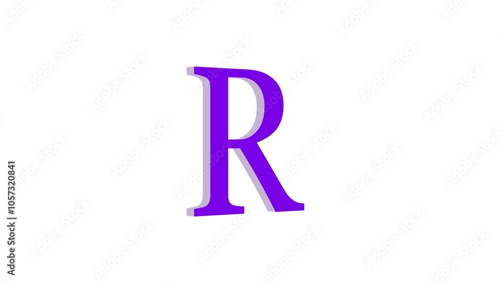 3d R letter logo loopable purple color white background 3d R letter logo loopable purple color white background