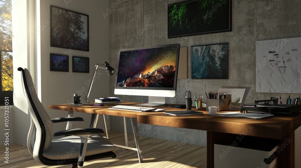 Modern Home Office with a View Modern Home Office with a View