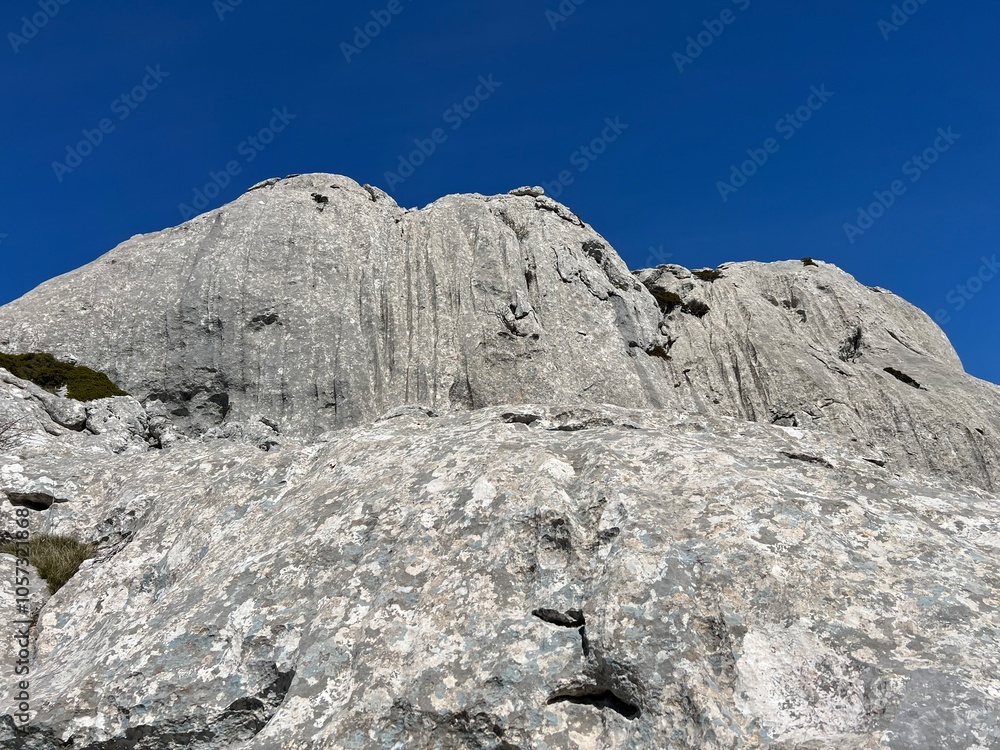 Rocky ridge of Tulove grede or karst mountain peak of Tulovice - Velebit Nature Park, Croatia (Stjenoviti greben Tulove grede ili krški planinski vrh Tulovice - Park prirode Velebit, Hrvatska) Rocky ridge of Tulove grede or karst mountain peak of Tulovice - Velebit Nature Park, Croatia (Stjenoviti greben Tulove grede ili krški planinski vrh Tulovice - Park prirode Velebit, Hrvatska)